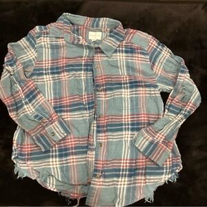 American Eagle Outfitters Kids Plaid Shirt in Blue and Red